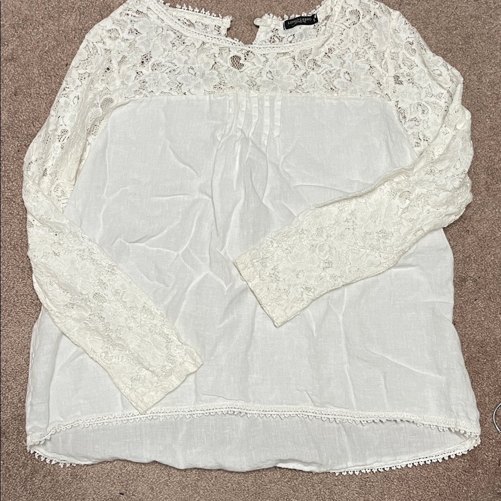 Lace Detail Women's Blouse - White
